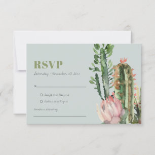 GRAY PINK FLORAL CACTI FOLIAGE WATERVERF RSVP