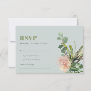 GRAY PINK FLORAL CACTI FOLIAGE WATERVERF RSVP