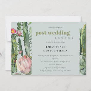 GRAY PINK FLORAL DESERT CACTI POST WEDDING BRUCH KAART
