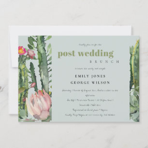 GRAY PINK FLORAL DESERT CACTI POST WEDDING BRUCH KAART