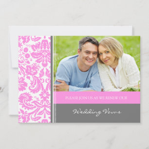 Gray Pink Foto Wedding Vow Renewal Uitnodiging