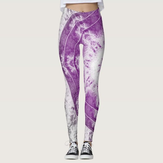 Gray Pink Fractal Art Leggings (Devant)