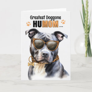 Gray Pit Bull Dog Greatest HuMOM Moederdag Feestdagen Kaart