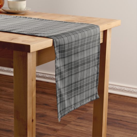 Gray Plaid Tartan Table Runner Korte Tafelloper (Voorbeeld)