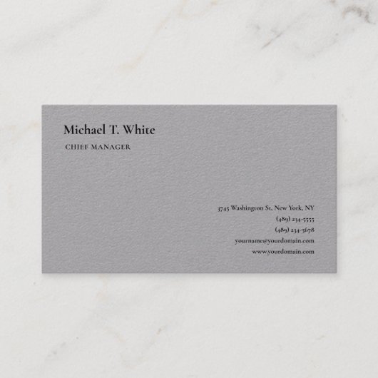 Gray Plain Minimalist Professional Visitekaartje (Voorkant)