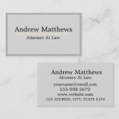 Gray Plain Simple Modern Attorney Law Kantoor Visitekaartje (Voorkant / Achterkant)