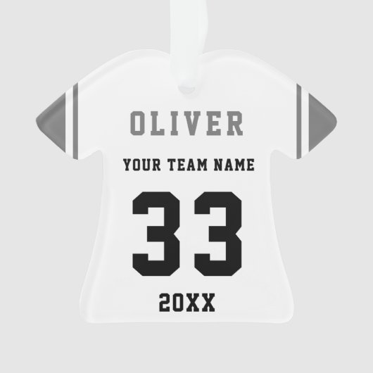 Gray Player Name Number Team Sports Kinder Keepomw Ornament (voorkant)