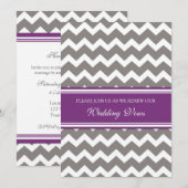 Gray Plum Chevron Wedding Vow Renewal Uitnodiginge Kaart (Voorkant / Achterkant)