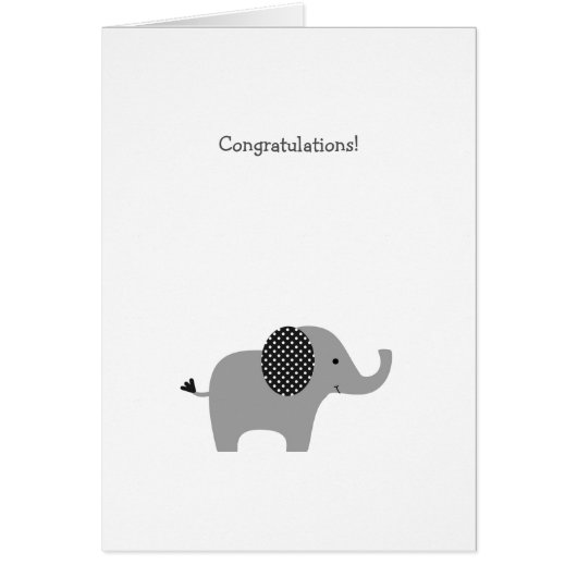 Gray Polka Dot Elephant Baby Congrats Kaart (Voorkant)