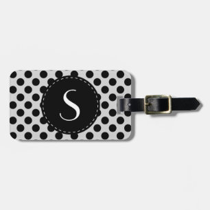 Gray Polka Dot Monogram Gepersonaliseerd Bagagelab Bagagelabel
