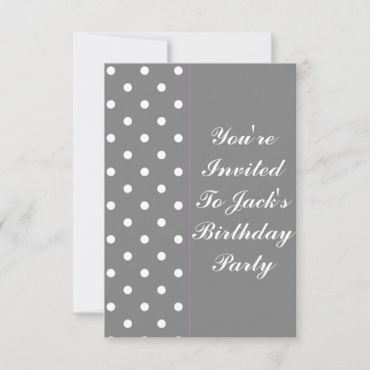 Gray Polka Dot Sjabloon Birthday Uitnodiging (Voorkant)