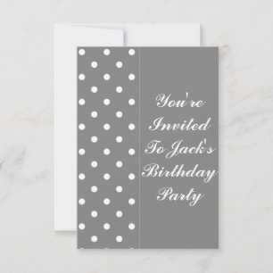Gray Polka Dot Sjabloon Birthday Uitnodiging