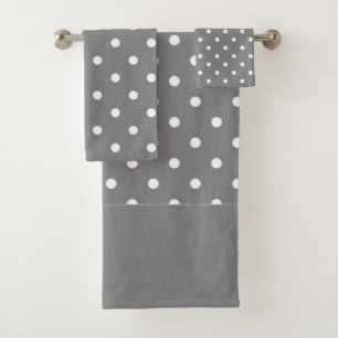 Gray Polka Dots Bad Handdoek