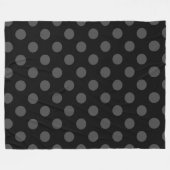 Gray polka-punten op zwart fleece deken (Voorkant (Horizontaal))