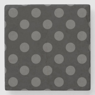 Gray polka-punten op zwart stenen onderzetter