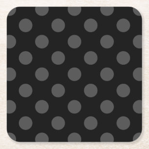 Gray polka-punten op zwart vierkante kartonnen onderzetter