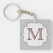 Gray Quarterfoil Latti Monogram Initiaal Sleutelha Sleutelhanger (Voorkant)