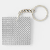 Gray Quarterfoil Latti Monogram Initiaal Sleutelha Sleutelhanger (Achterkant)