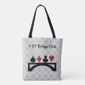 Gray Quatrefoil Bridge Card Game Canvas tas (Achterkant)