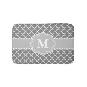 Gray Quatrefoil Chevron Monogram Bathmat Badmat