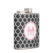 Gray Quatrefoil Monogram Heupfles (Rechts)