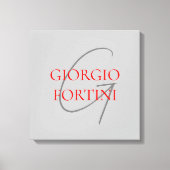 Gray Red Jouw naam Initiaal Monogram Modern Canvas Afdruk (Voorkant)