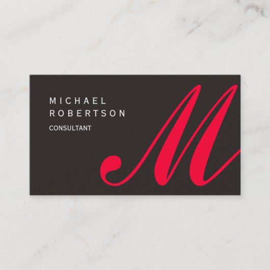 Gray Red Monogram Consultant Visitekaartje (Voorkant)