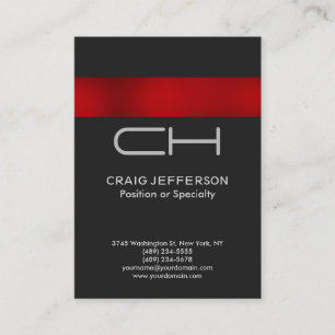 Gray Red Monogram Professional Visitekaartje