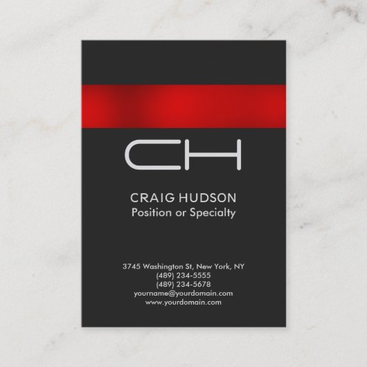 Gray Red Monogram Professional Visitekaartje (Voorkant)