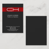 Gray Red Monogram Professional Visitekaartje (Voorkant / Achterkant)