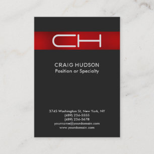 Gray Red Monogram Professional Visitekaartje
