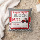Gray Red Tractor Baby Announcement Pillow Kussen (Deken)