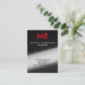 Gray Red Trendy Special Monogram Uniek Visitekaartje (Staand voorkant)