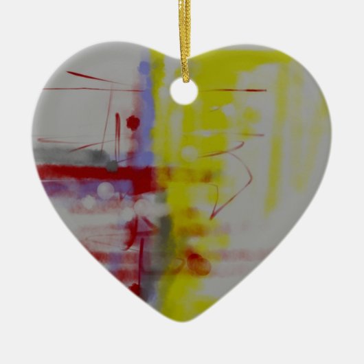 Gray Red Yellow Abstract expressionist Keramisch Ornament (Voorkant)