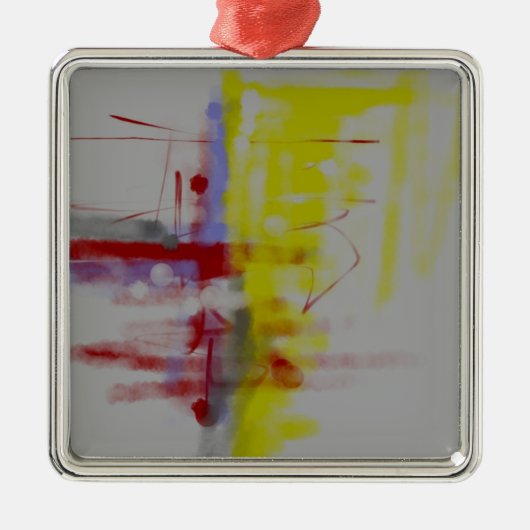 Gray Red Yellow Abstract expressionist Metalen Ornament (Voorkant)