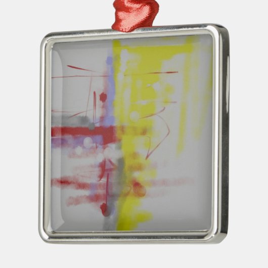 Gray Red Yellow Abstract expressionist Metalen Ornament (Links)