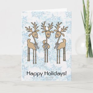 Gray Ribbon Reindeer (diabetes) Feestdagen Kaart