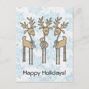 Gray Ribbon Reindeer (diabetes) Feestdagenkaart