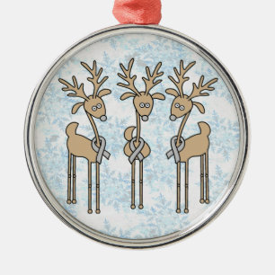 Gray Ribbon Reindeer (Diabetes) Metalen Ornament