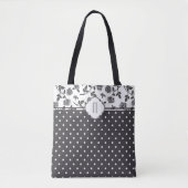 Gray Roos Polka Dot Monogram Tote Bag (Voorkant)