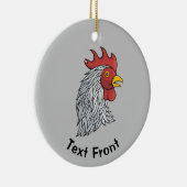 Gray Rooster's kop Keramisch Ornament (Rechts)