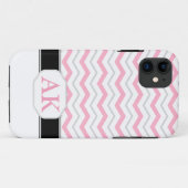Gray & rose Chevron Monogram iPhone 5 Coque (Dos (Horizontal))