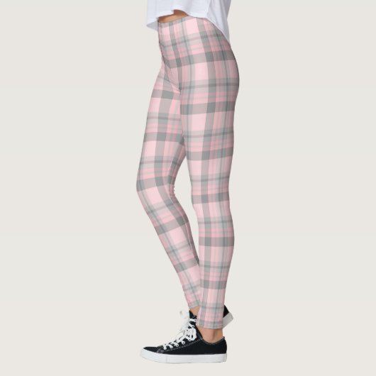Gray rose Plaid Leggings femmes (Gauche)