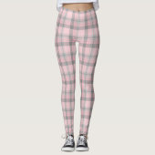 Gray rose Plaid Leggings femmes (Devant)