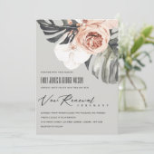 GRAY RUST FLORAL MONSTRERA LEAF VOW RENEWAL INVITE BEDANKKAART (Staand voorkant)