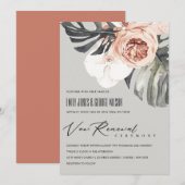 GRAY RUST FLORAL MONSTRERA LEAF VOW RENEWAL INVITE BEDANKKAART (Voorkant / Achterkant)