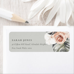 GRAY RUST FLORAL MONSTRERA WATERVERF ADRES ETIKET