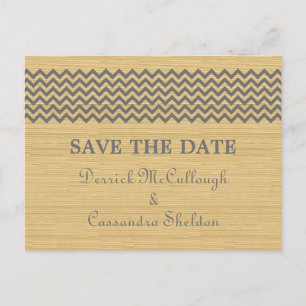 Gray Rustic Chevron Enregistrer la date Carte Post