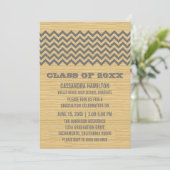 Gray Rustic Chevron Invitation de diplôme (Debout devant)