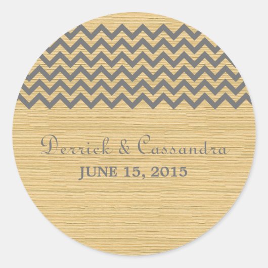Gray Rustic Chevron Wedding Stickers (Voorkant)